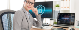 Employee securing company's data from online theft